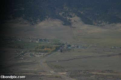 Aerial views over the Deer Lodge valley, Deer Lodge, Anaconda and Butte in Montana