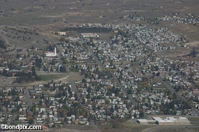 Aerial views over Butte in Montana