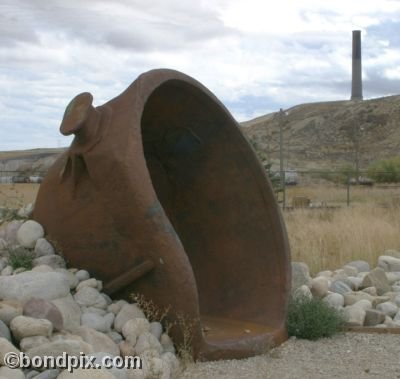 Mining equipment at the Smelter Stack site in Anaconda, Montana