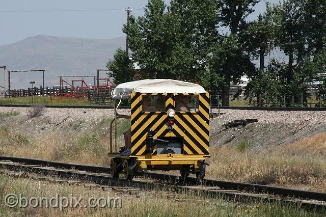 0814.jpg - A railroad speeder operates along the old Milwaukee Road