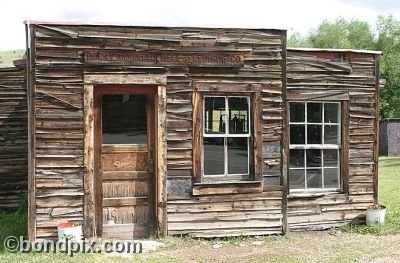 Old Rocky Mountain Telephone cabin in the Wild West town of Virginia City in Montana