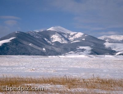 Mount Powell from Deer Lodge Montana in winter