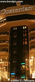 Cruise ship Oosterdam illuminated at night