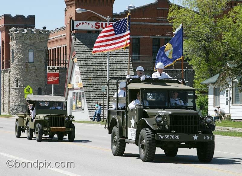 Deer-Lodge-Parade_14663.jpg - WW2 army vehicles vehicles drive along Main Street during the Territorial Days Parade in Deer Lodge Montana, June 14th 2008