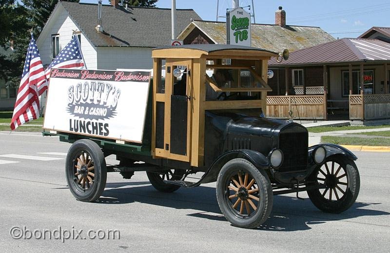 Deer-Lodge-Parade_14764.jpg - Classic vehicles, vintage and muscle cars and tractors drive along Main Street during the Territorial Days Parade in Deer Lodge Montana, June 14th 2008