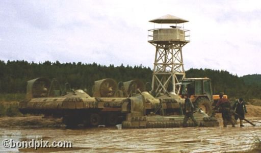 On the set of the James Bond 007 movie Die Another Day - a row of hovercraft