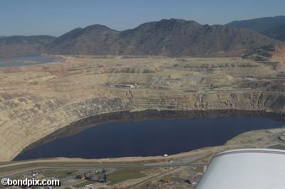 Aerial views over the Berkeley pit in Butte Montana