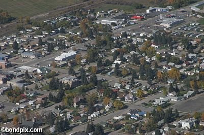 Aerial views over Deer Lodge in Montana