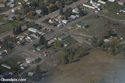 Aerial views over Deer Lodge in Montana