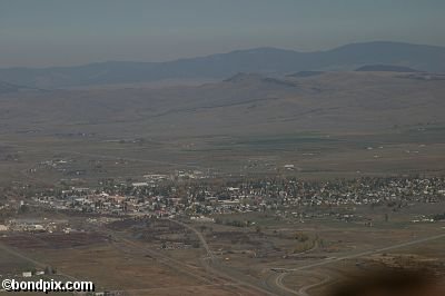 Aerial views over Deer Lodge in Montana