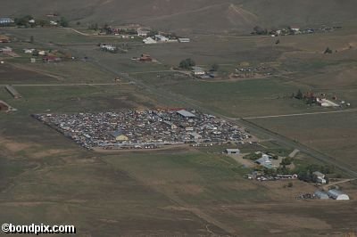 Aerial views over Deer Lodge in Montana