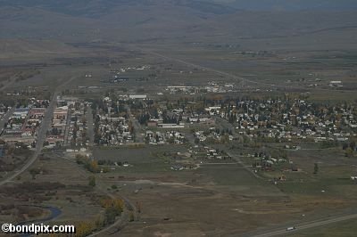 Aerial views over Deer Lodge in Montana