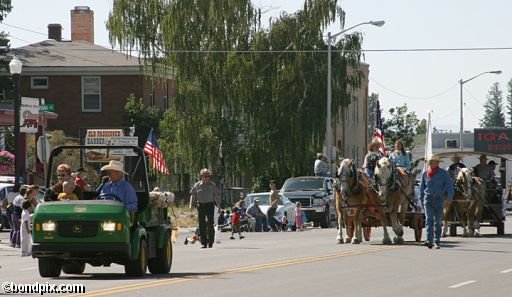 Parade along Main Street in Deer Lodge, Montana