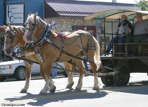 Parade along Main Street in Deer Lodge, Montana