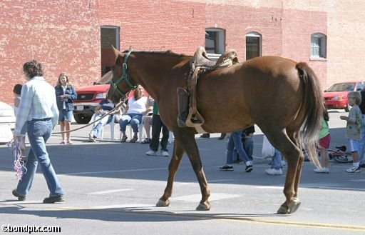 Parade along Main Street in Deer Lodge, Montana