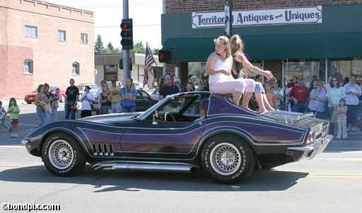 Parade along Main Street in Deer Lodge, Montana