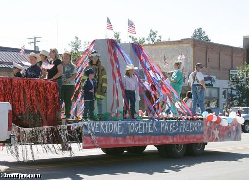 Parade along Main Street in Deer Lodge, Montana