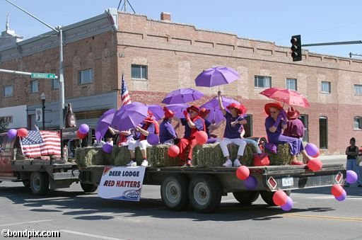 Parade along Main Street in Deer Lodge, Montana