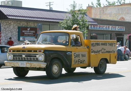 Parade along Main Street in Deer Lodge, Montana