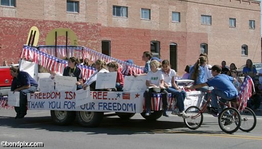Parade along Main Street in Deer Lodge, Montana