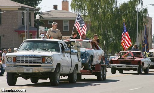Parade along Main Street in Deer Lodge, Montana