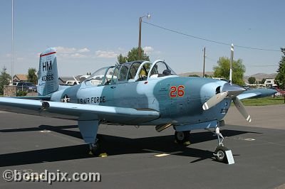 Beechcraft Mentor T34b US Air Force aircraft at the annual fly in at Pogreba Field, Three Forks, Montana