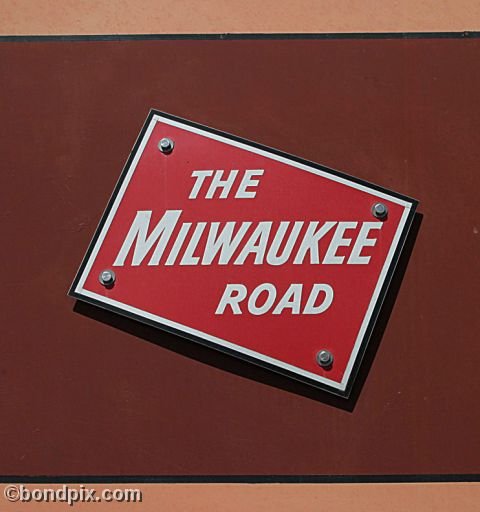 Deer Lodge Museums, Montana, Milwaukee Railroad sign from Little Joe train engine E70