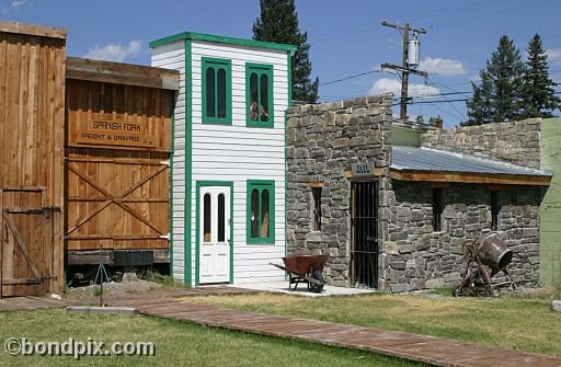 Deer Lodge Museums, Frontier Montana cabins, Spanish Fork, brothel and jail