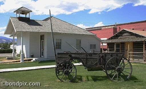 Deer Lodge Museums, Frontier Montana cabins and cart