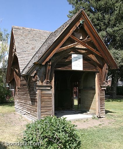 Deer Lodge Museums, Montana, old Carriage House wood cabin