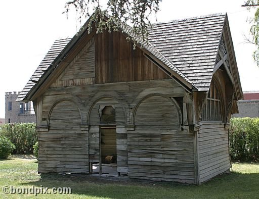 Deer Lodge Museums, Montana, old Carriage House wood cabin