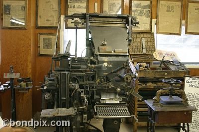 Printing equipment exhibits in Virginia City in Montana