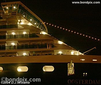 Cruise ship Oosterdam illuminated at night