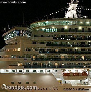 Cruise ship illuminated at night