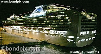 Cruise ship illuminated at night